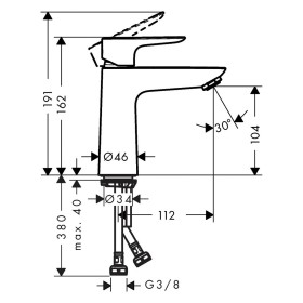 Miscelatore monocomando per lavabo hansgrohe Talis E 110 senza scarico