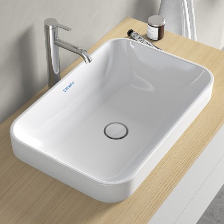 Lavabo surélevé Duravit Happy D.2 Plus 60 cm blanc, sans trop-plein, sans plage de robinetterie