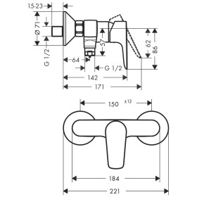 Miscelatore doccia a parete monocomando hansgrohe Talis E