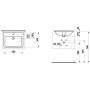Lavabo encastrable LAUFEN PRO S 56 cm depuis le dessus avec trou pour robinet et trop-plein - vue détaillée