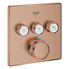 Ensemble de finition thermostatique GROHE Grohtherm SmartControl avec 3 vannes d'arrêt, version carrée