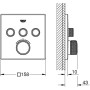Ensemble thermostatique GROHE Grohtherm SmartControl avec 3 vannes d'arrêt, version carrée - vue technique