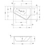 Duravit Paiova 5-Eck Badewanne rechts, Einbauversion 177 x 130 cm - Detailansicht