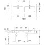 Meuble double vasque Duravit ME by Starck 130 cm sans trou pour robinet - vue détaillée