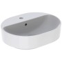 Lavabo sur plan elliptique Geberit VariForm 50 x 40 cm, avec plage de robinetterie