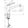 hansgrohe Zesis M33 Einhebel-Küchenarmatur 160, Vorfenstermontage, 1 Strahlart - technische Ansicht