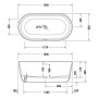 Vasca da bagno autoportante Duravit Soleil by Starck 160 x 80 cm - vista tecnica