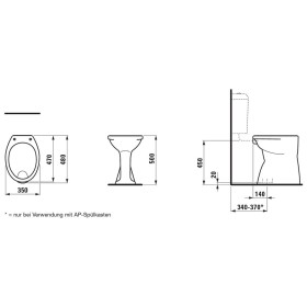LAUFEN Albonova 50 WC sur pied avec chasse d'eau à bride plate