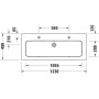 Meuble-lavabo Duravit ME by Starck 123 cm avec 2 x 1 trou de robinet - vue détaillée