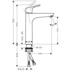 Mitigeur de lavabo monocommande hansgrohe Focus 190 sans bonde