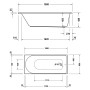 Duravit D-Neo Rechteck-Badewanne 180 x 80 cm, Einbauversion, Ab- und Überlauf am Fussende - Detailansicht