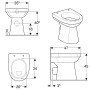 Geberit Renova Comfort WC a pavimento con scarico orizzontale, accessibile ai disabili - vista dettagliata