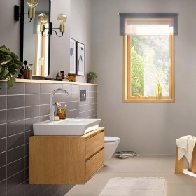 Robinet de lavabo monocommande hansgrohe Rebris E 210 avec bec pivotant et vidage à tirette