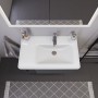 Duravit D-Neo Meuble vasque 80 cm asymétrique, avec 1 trou de robinet et trop-plein, étagère à gauche - vue détaillée