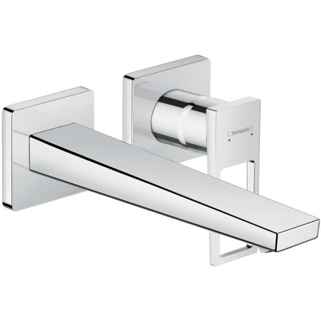 Mitigeur de lavabo encastré hansgrohe Metropol avec levier et bec de 22,5 cm pour montage mural