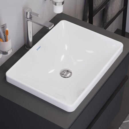 Lavabo encastré Duravit D-Neo 60 cm, sans trou de robinet, sans trop-plein