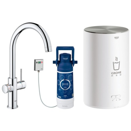 Rubinetto e boiler GROHE Red Duo taglia M, rubinetto con beccuccio a C