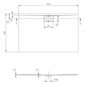 Piatto doccia Villeroy & Boch Architectura Metalrim 140 x 90 x 1,5 cm