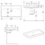 Lavabo Geberit Smyle Square 90 cm, sans trou de robinet - photo produit