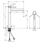 Robinet de lavabo monocommande hansgrohe Finoris 260 pour vasques - vue technique