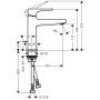 Mitigeur de lavabo monocommande hansgrohe Metropol 110 avec poignée en forme de levier et bonde à tirette - vue détaillée