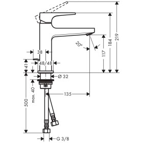 Mitigeur de lavabo monocommande hansgrohe Metropol 110 avec poignée en forme de levier et bonde à tirette