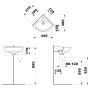 Lavabo d'angle LAUFEN PRO B 44 cm avec trou de robinet et trop-plein - vue technique