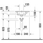 Lavabo meuble Duravit ME by Starck sans trop-plein 43 cm - vue technique