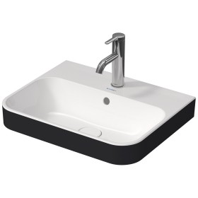 Lavabo sur plan Duravit Happy D.2 Plus 50 cm blanc/anthracite, avec trop-plein, 1 trou de robinet