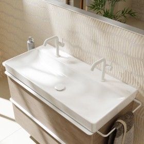 Lavabo hansgrohe Xelu Q 100 x 48 cm non poli, avec 2x 1 trou de robinet