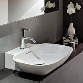 Lavabo encastré LAUFEN INO, finition brossée, 56 x 45 cm, avec 1 trou de robinet et trop-plein