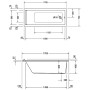 Duravit Starck Badewanne Rechteck 170 x 70 cm - technische Ansicht