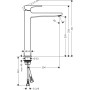 Mitigeur de lavabo monocommande hansgrohe Metropol 260 avec levier et bonde Push-Open pour vasques - vue technique