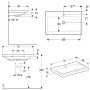 Lavabo surélevé Geberit iCon 75 cm avec trou de robinet au centre et trop-plein - vue technique