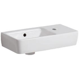 Lavabo compact Geberit Renova 50 cm, asymétrique avec trou de robinet à droite