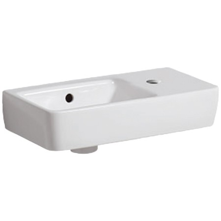 Lavabo compact Geberit Renova 50 cm, asymétrique avec trou de robinet à droite