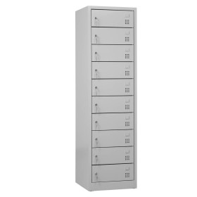 Wolfstahl Schliessfachschrank Laptopschrank Stahl 10 Schliessfächer Zylinderschloss 50 x 50 x 180 cm
