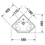 Lavabo d'angle Duravit 1930 59,5 cm - vue technique