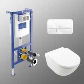 Set WC Villeroy & Boch Subway 3.0 con elemento a parete e pulsante di scarico