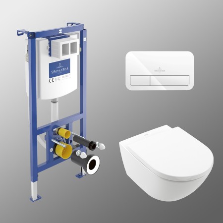 Set WC Villeroy & Boch Subway 3.0 con elemento a parete e pulsante di scarico