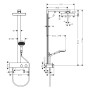 hansgrohe Rainfinity Schowerpipe 360 1jet EcoSmart mit ShowerTablet 350 - technische Ansicht