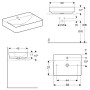 Lavabo sur plan Geberit VariForm 60 x 45 cm, rectangulaire, avec plage de robinetterie - vue détaillée