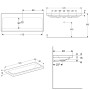 Lavabo Geberit iCon Light 120 cm sans trou de robinet, sans trop-plein - vue technique