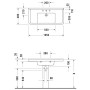 Lavabo meuble Duravit Starck 3 de 105 cm avec 1 trou pour robinet - vue technique