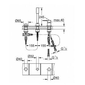 Miscelatore monocomando per vasca a 3 fori GROHE Lineare Nuovo