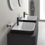 Vasque à poser Duravit Happy D.2 Plus 60 cm blanc/anthracite mat, avec trop-plein, 1 trou de robinet - vue technique