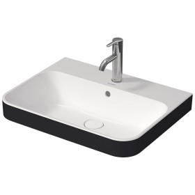 Vasque à poser Duravit Happy D.2 Plus 60 cm blanc/anthracite mat, avec trop-plein, 1 trou de robinet