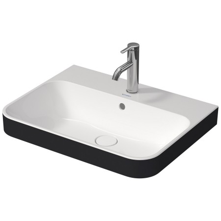 Vasque à poser Duravit Happy D.2 Plus 60 cm blanc/anthracite mat, avec trop-plein, 1 trou de robinet