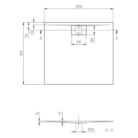 Receveur de douche Villeroy & Boch Architectura Metalrim 100 x 90 x 1,5 cm