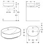 Lavabo sur plan Geberit VariForm 50 x 40 cm, sans trop-plein - vue technique